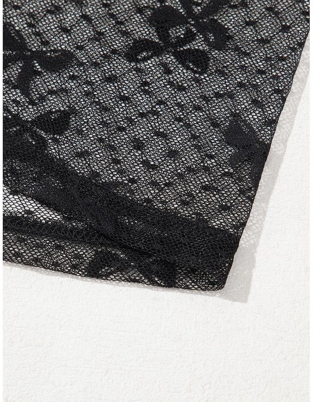 Black Bow Knot Dotted See-through Mesh Patched Slim Fit Blouse