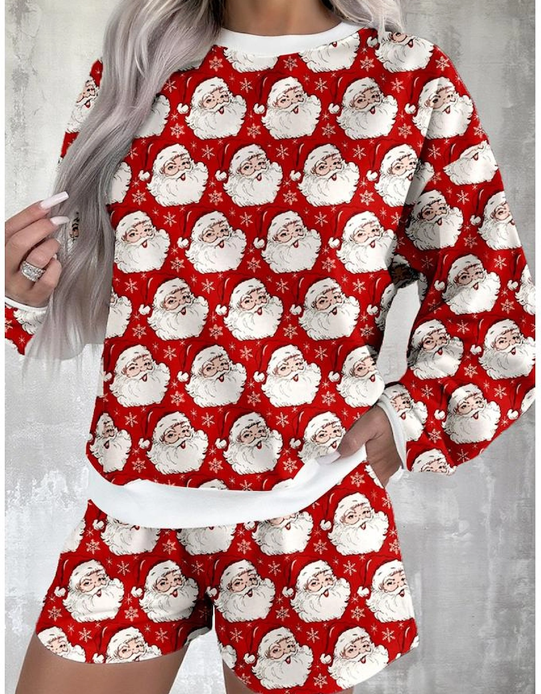 Red Ho Ho Ho Christmas Fashion Print 2pcs Lounge Short Set