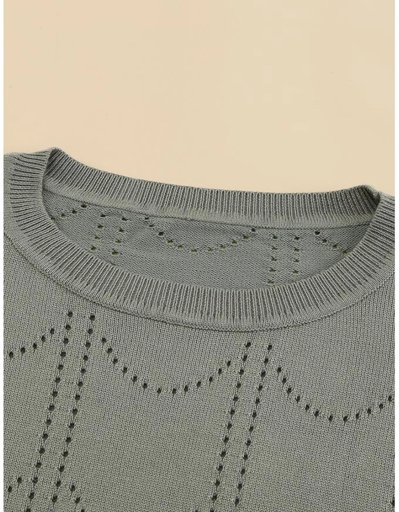 Azura Exchange Gray Flare Sleeve Texture Knit Sweater
