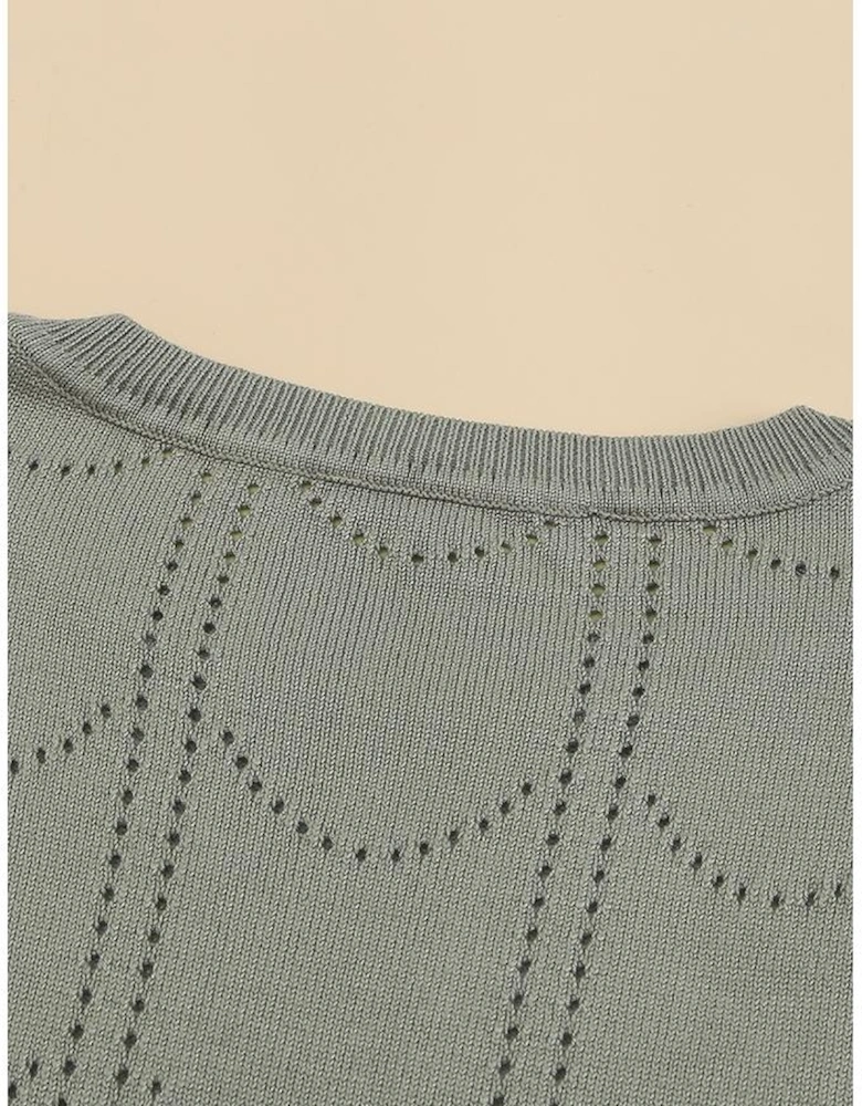 Azura Exchange Gray Flare Sleeve Texture Knit Sweater