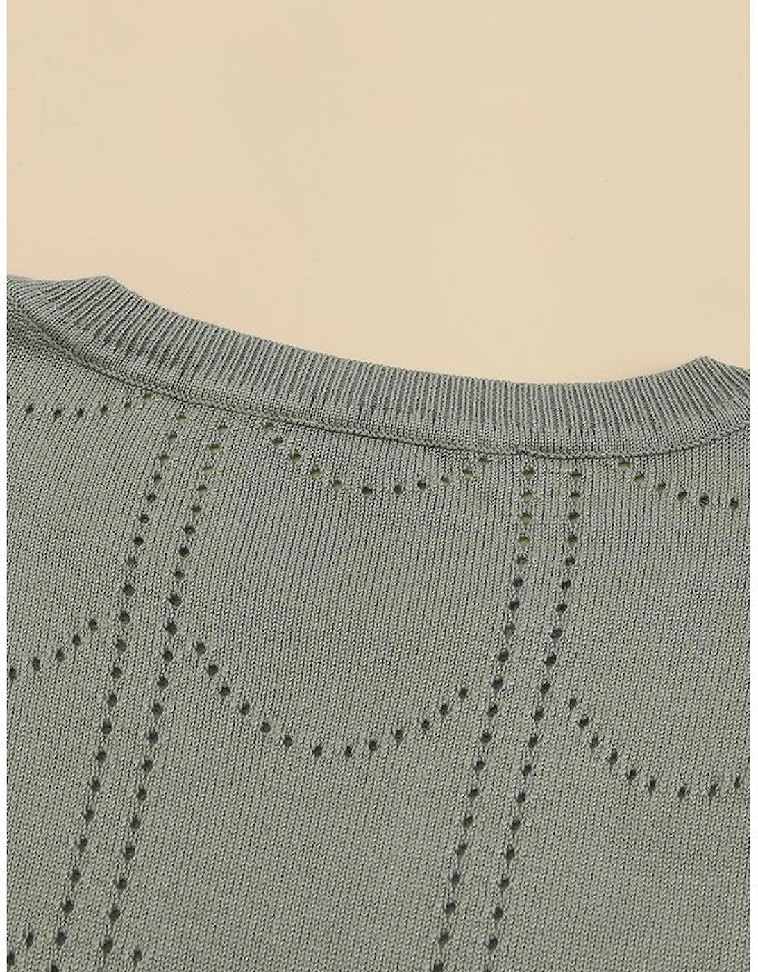 Azura Exchange Gray Flare Sleeve Texture Knit Sweater