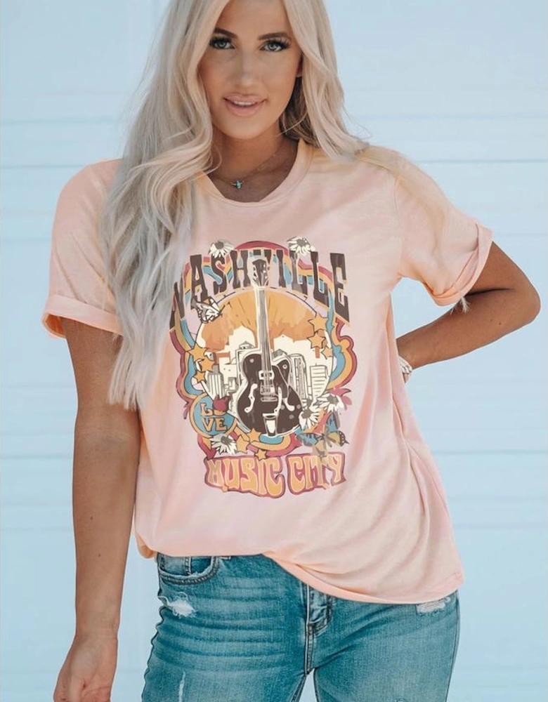 Azura Exchange Music City Graphic Print Crewneck T-Shirt