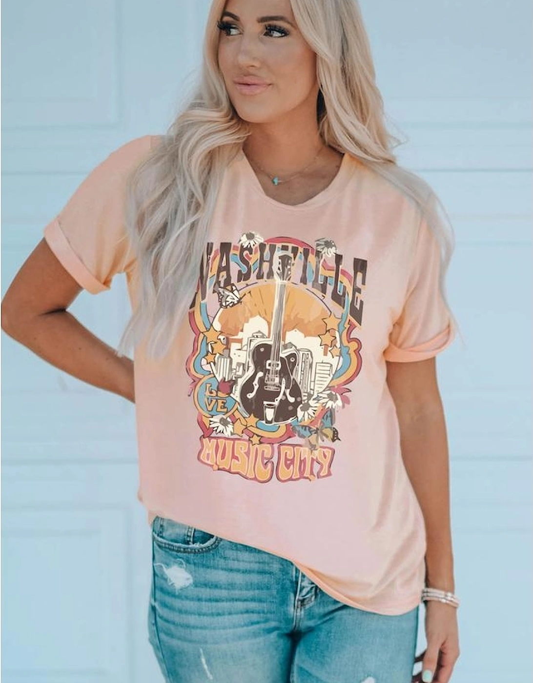 Azura Exchange Music City Graphic Print Crewneck T-Shirt