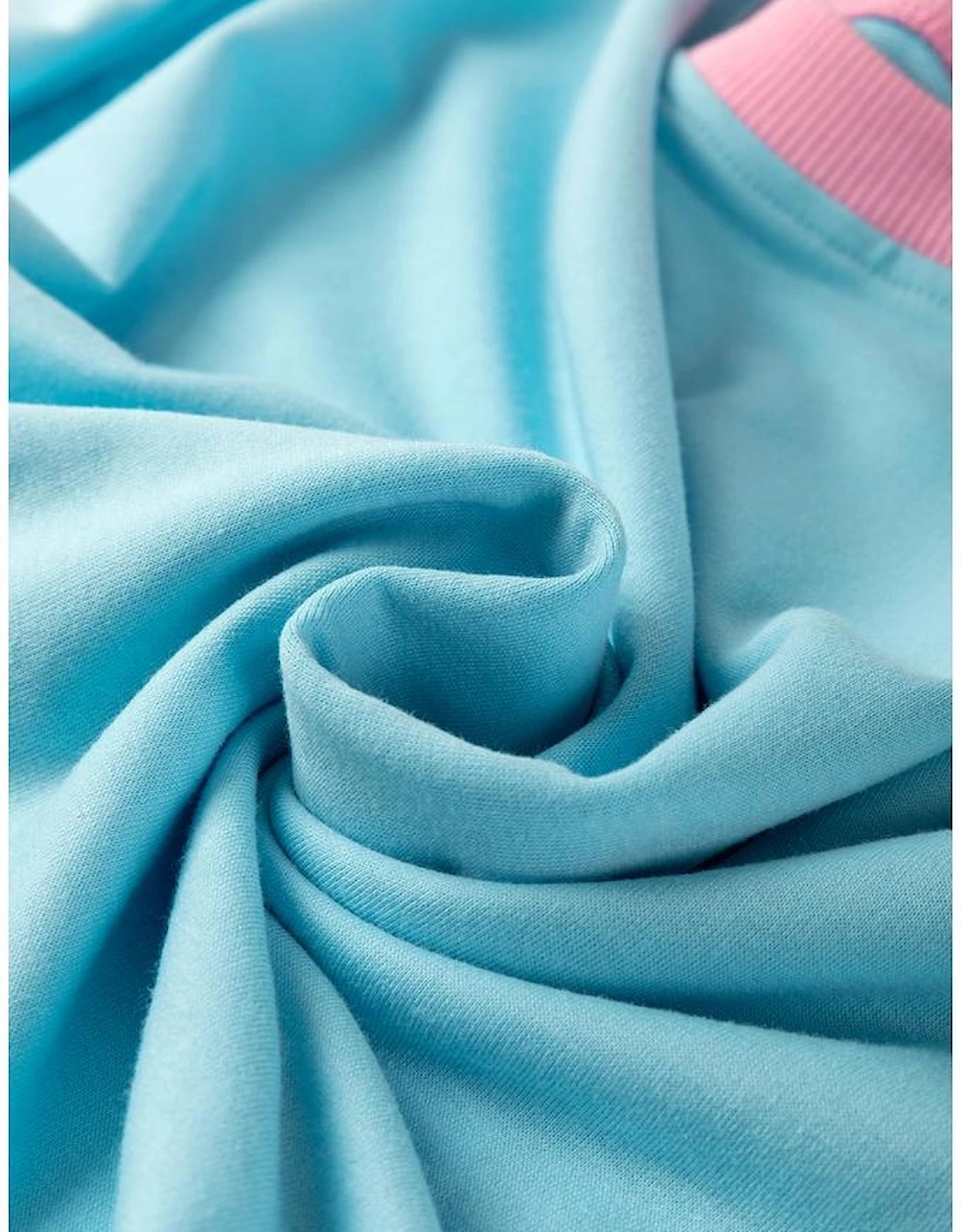 Turquoise Plus Size Contrast Trim T Shirt and Skirt Two Piece Set