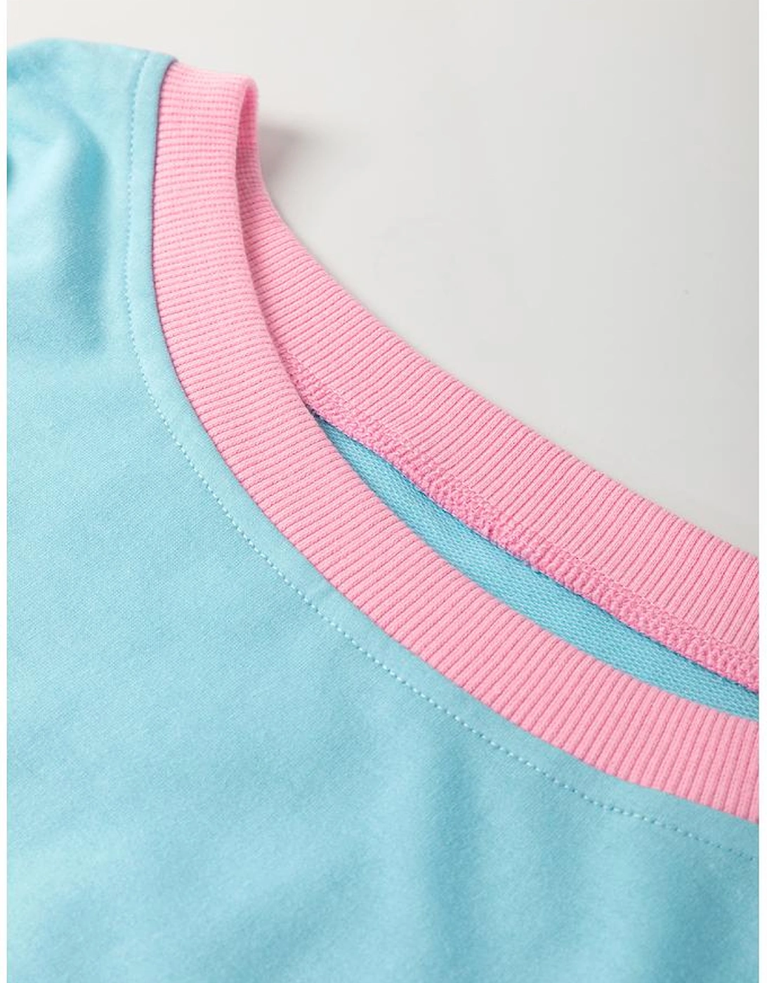 Turquoise Plus Size Contrast Trim T Shirt and Skirt Two Piece Set