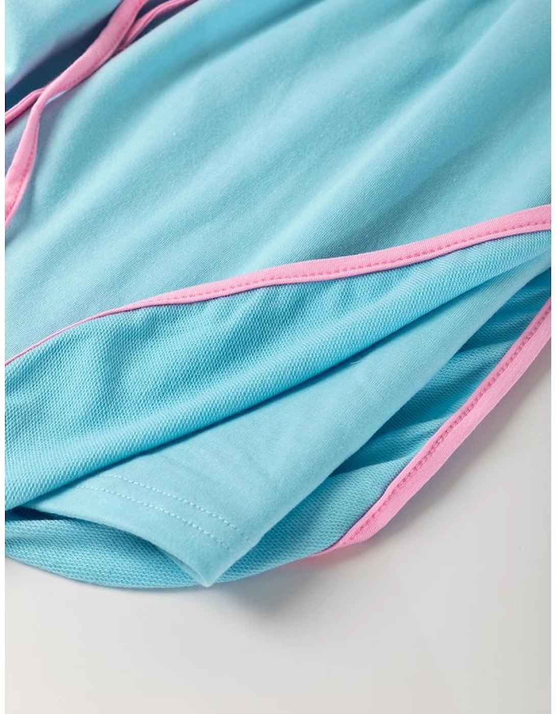 Turquoise Plus Size Contrast Trim T Shirt and Skirt Two Piece Set