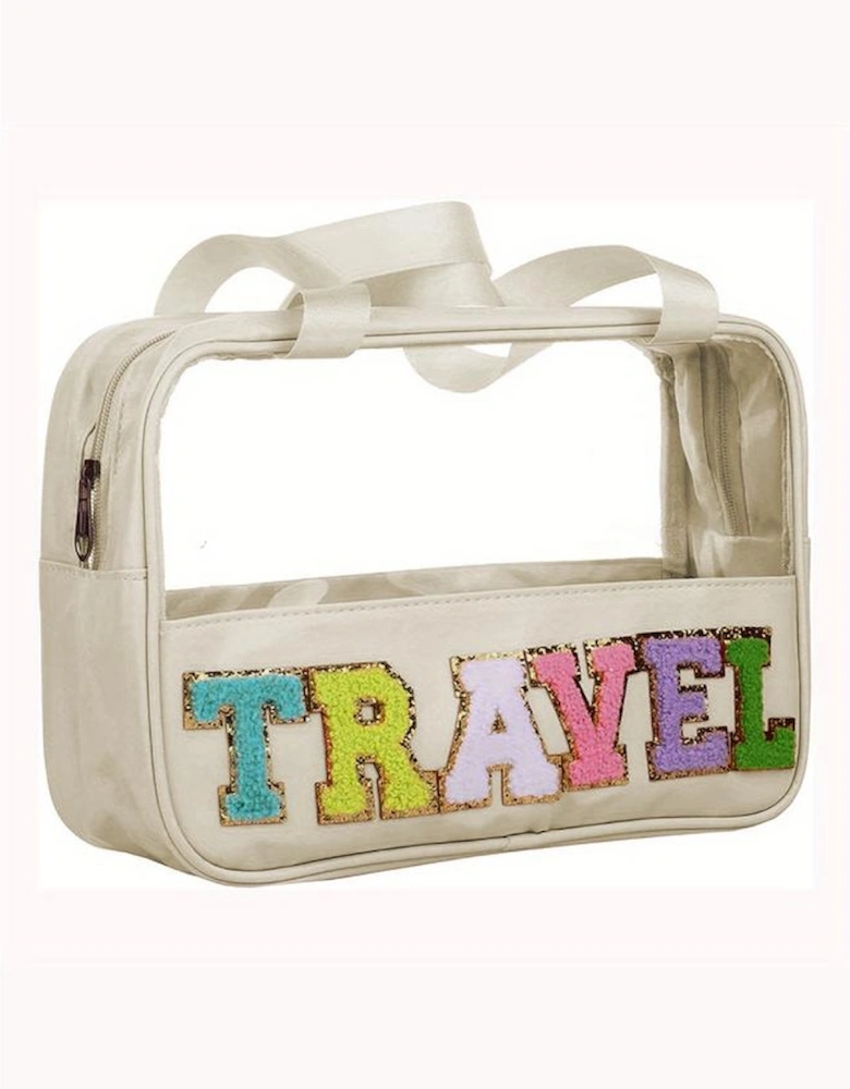 Parchment TRAVEL Chenille Letter Clear PVC Makeup Bag