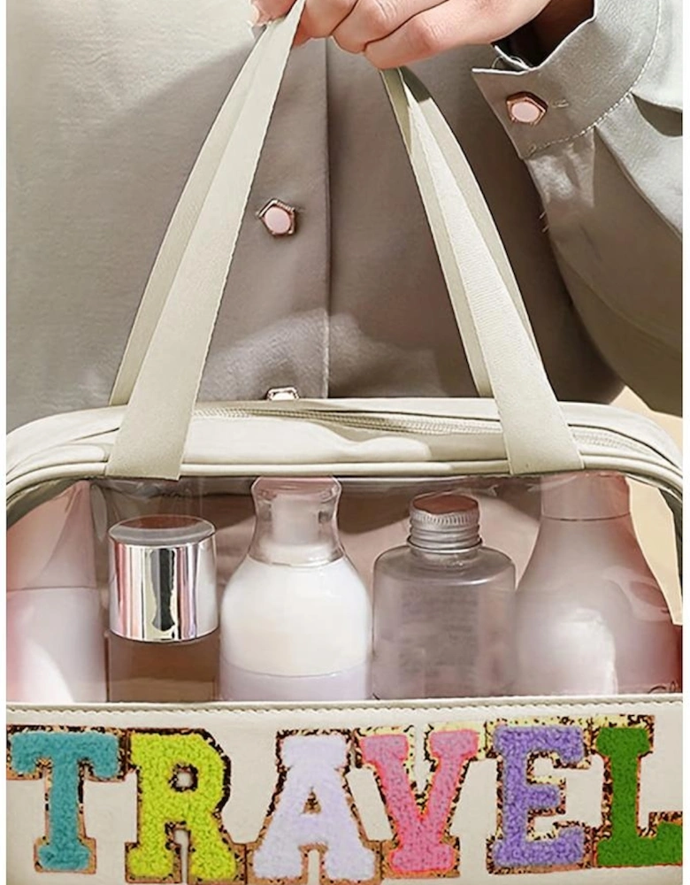 Parchment TRAVEL Chenille Letter Clear PVC Makeup Bag