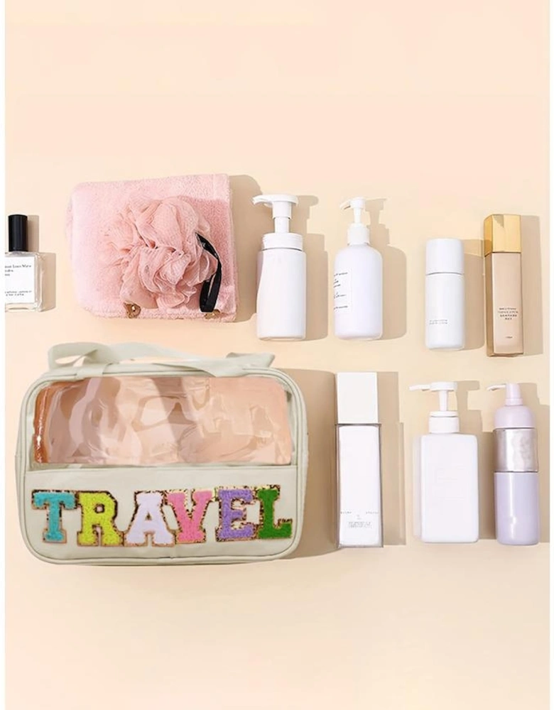 Parchment TRAVEL Chenille Letter Clear PVC Makeup Bag