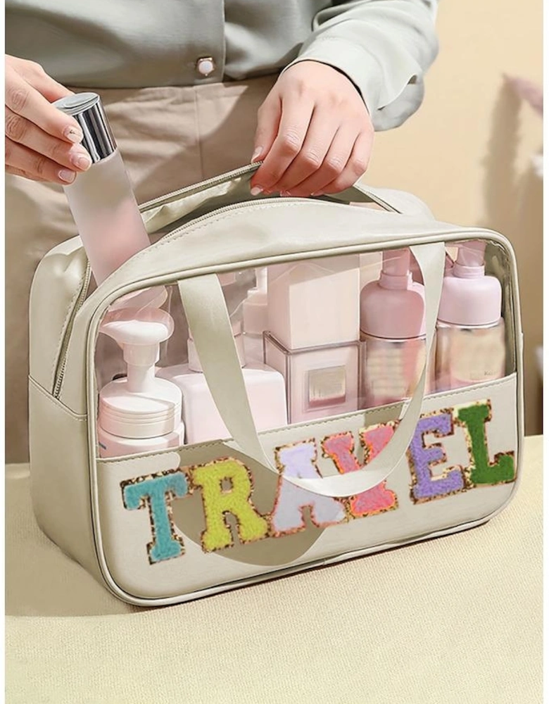 Parchment TRAVEL Chenille Letter Clear PVC Makeup Bag