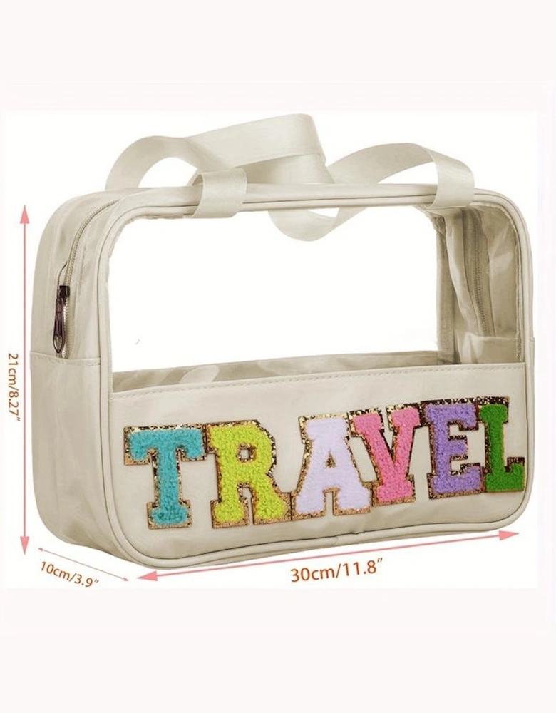 Parchment TRAVEL Chenille Letter Clear PVC Makeup Bag