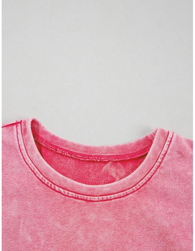 Sachet Pink Mineral Wash Raw Edge Ruffle Mini Dress