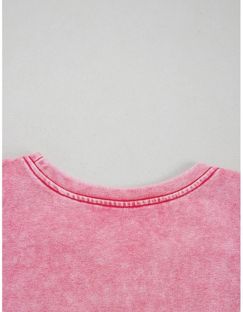 Sachet Pink Mineral Wash Raw Edge Ruffle Mini Dress