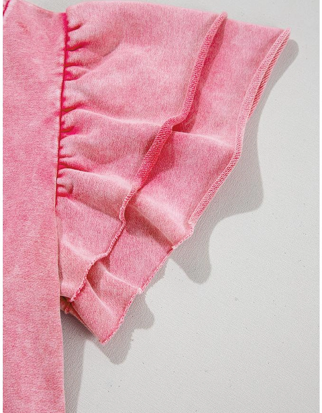 Sachet Pink Mineral Wash Raw Edge Ruffle Mini Dress