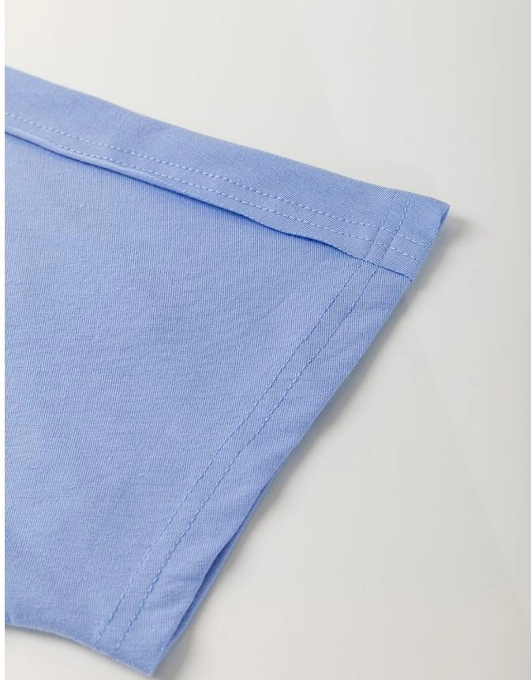 Sky Blue Flower Patched Exposed Stitching Trim Crew Neck Loose Tee