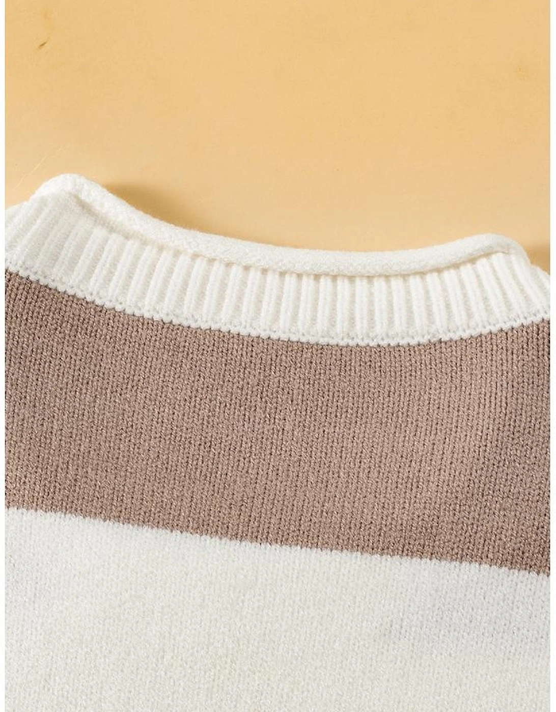 Khaki Stripe Dropped Short Sleeve Lightweight Knitted Top