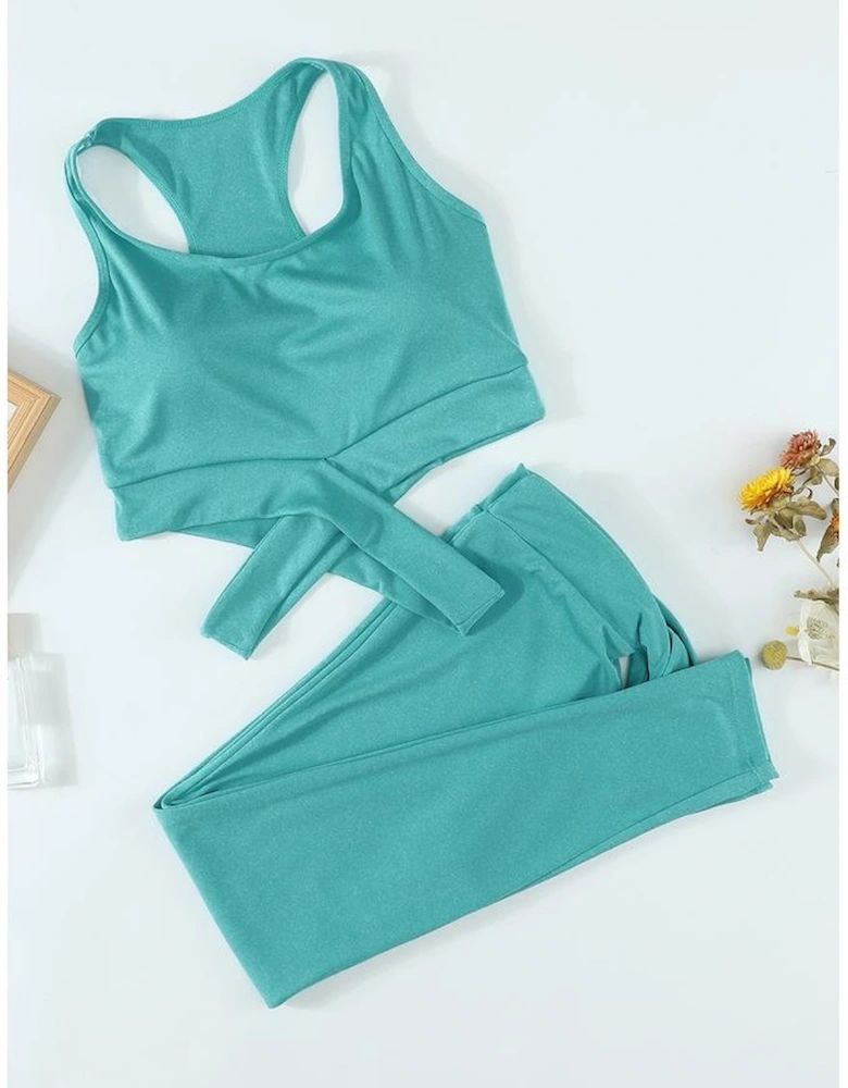 Azura Exchange Green Crisscross Sports Bra and Leggings Set