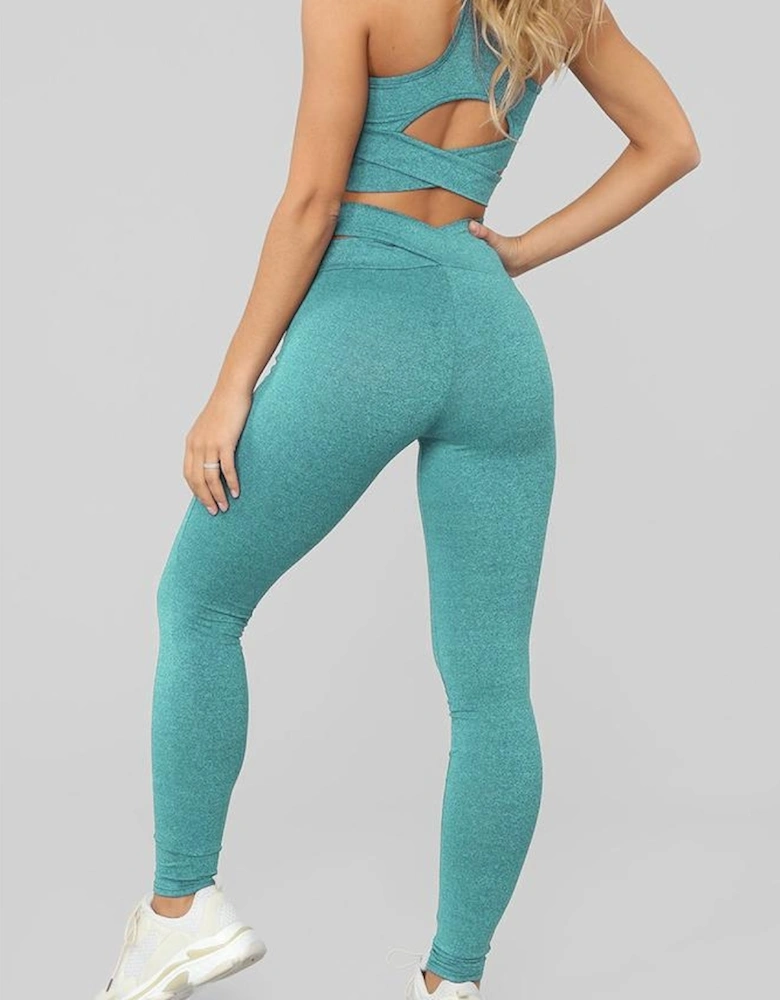 Azura Exchange Green Crisscross Sports Bra and Leggings Set