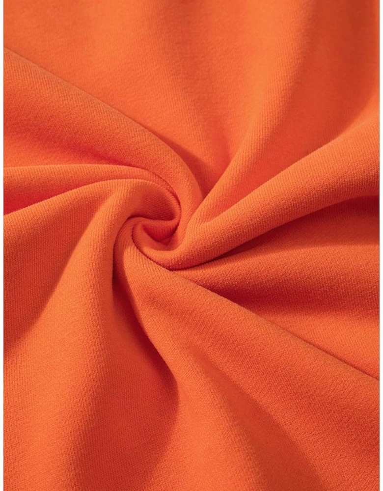 Russet Orange Solid Fleece Lined Drop Shoulder Terry Sweatshirt