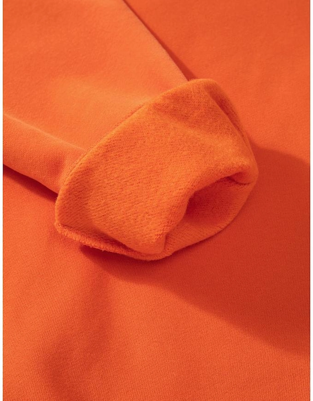 Russet Orange Solid Fleece Lined Drop Shoulder Terry Sweatshirt