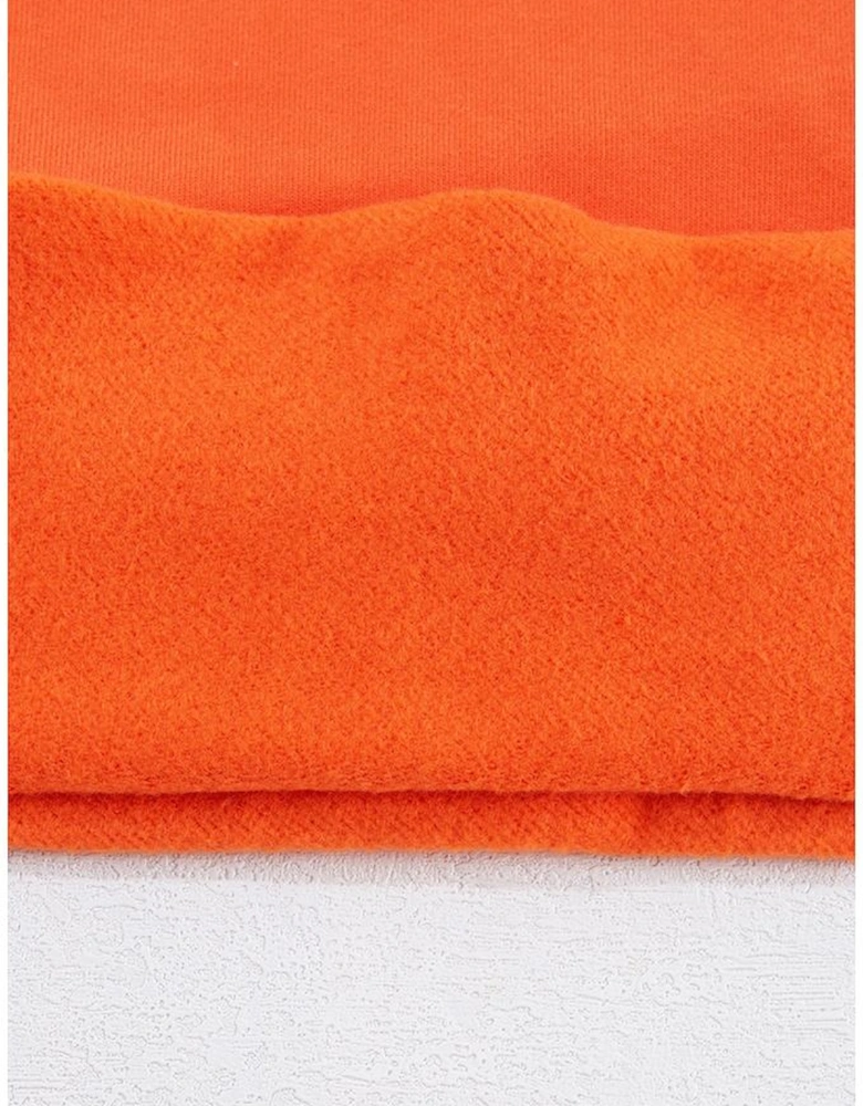 Russet Orange Solid Fleece Lined Drop Shoulder Terry Sweatshirt