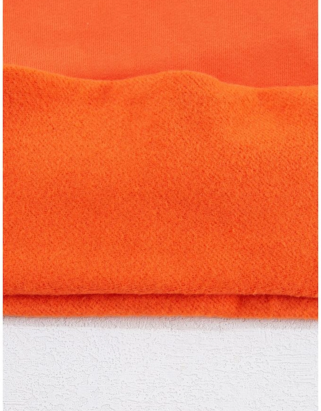 Russet Orange Solid Fleece Lined Drop Shoulder Terry Sweatshirt