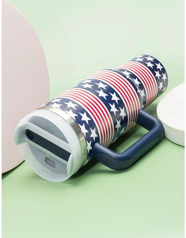 Bluing Stars and Stripes Print Handled Thermos Cup 40oz