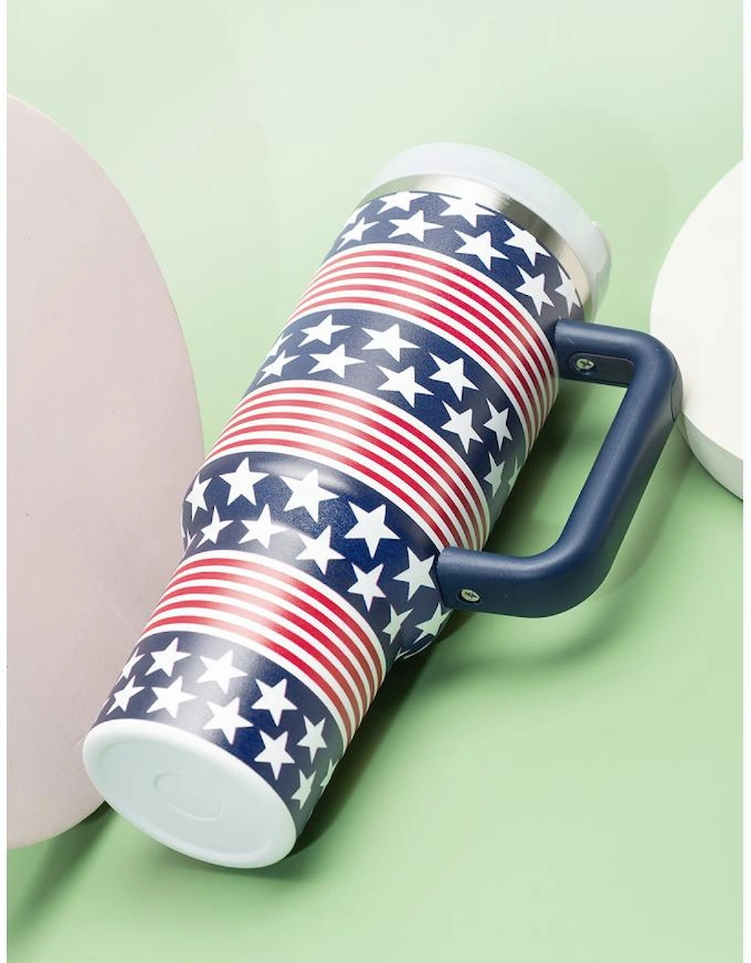Bluing Stars and Stripes Print Handled Thermos Cup 40oz