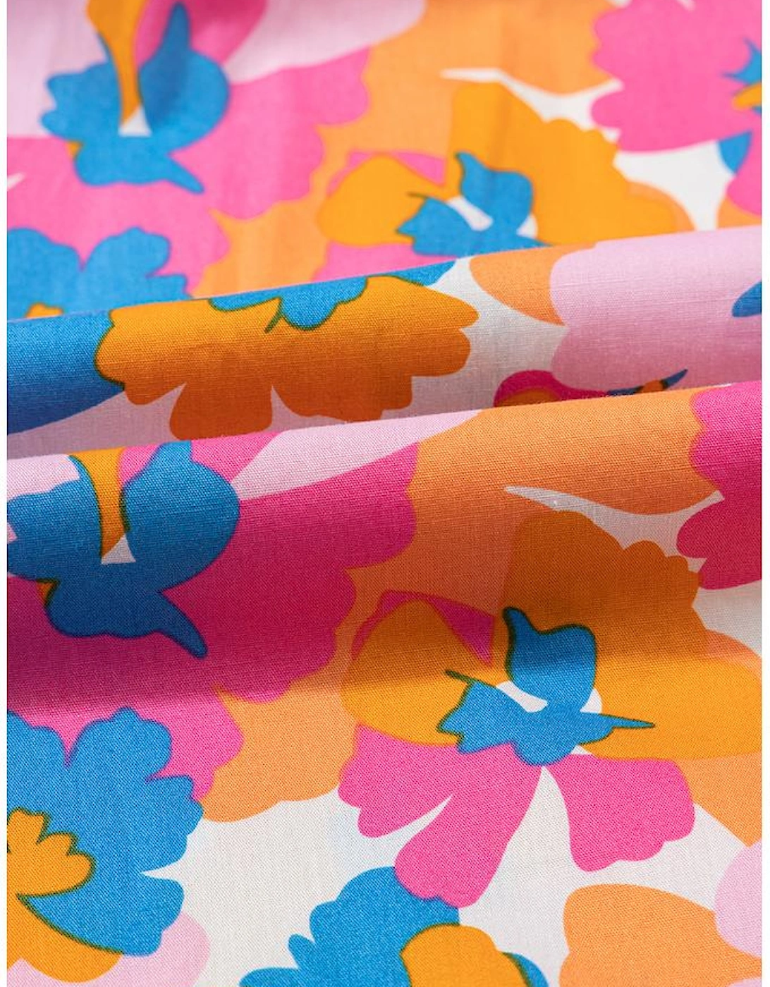 White Floral Colorblock Striped Edge V Neck Knotted Short Sleeve Blouse