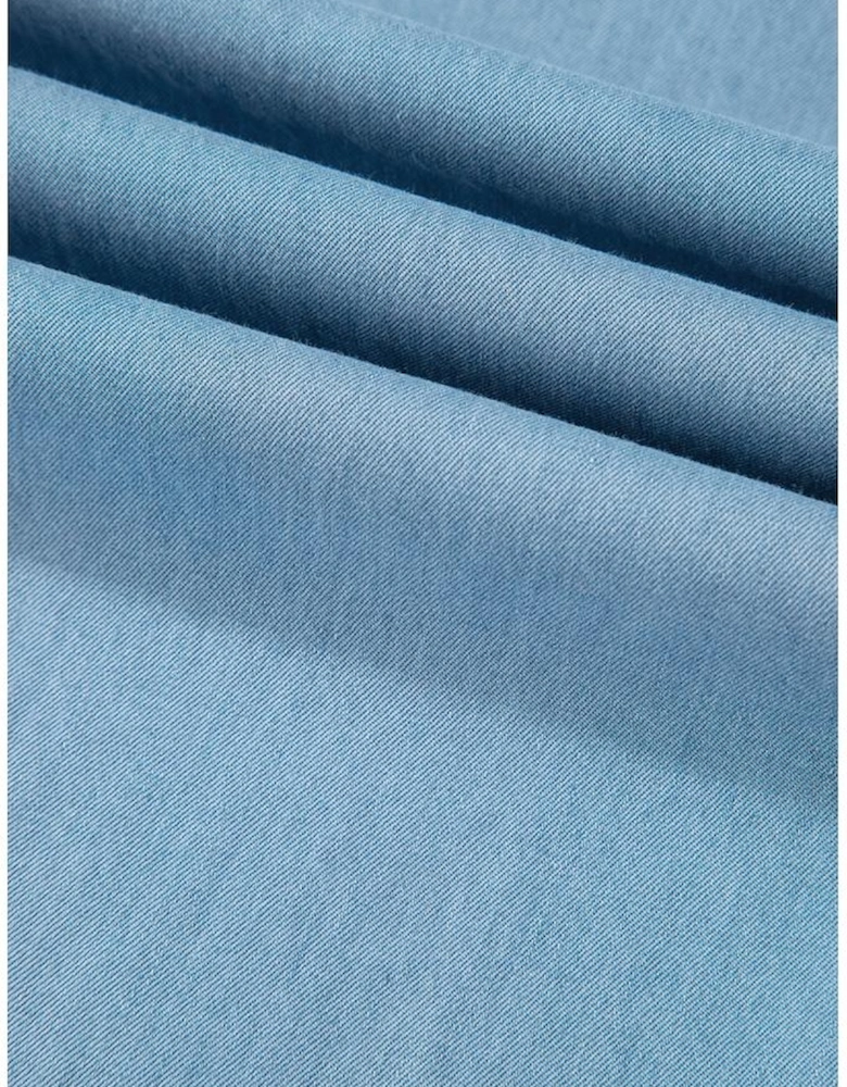 Myosotis Light Wash Raw Hem Ruffled Wide Leg Jeans