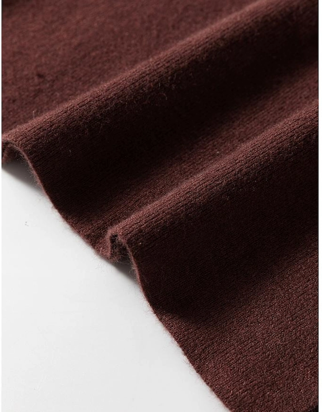 Coffee Slim Fit Mock Neck Side Slit Sweater Dress