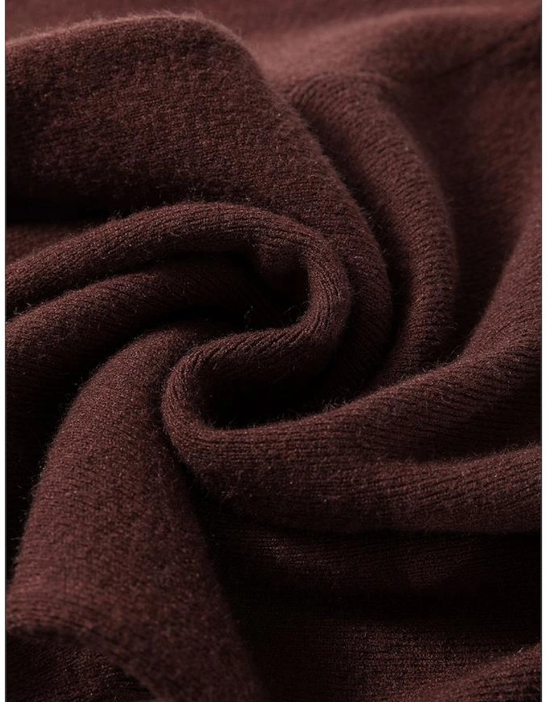 Coffee Slim Fit Mock Neck Side Slit Sweater Dress