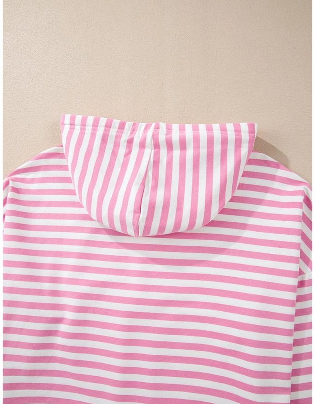 Pink Stripe Kangaroo Pocket Hoodie and Wide Leg Shorts Set