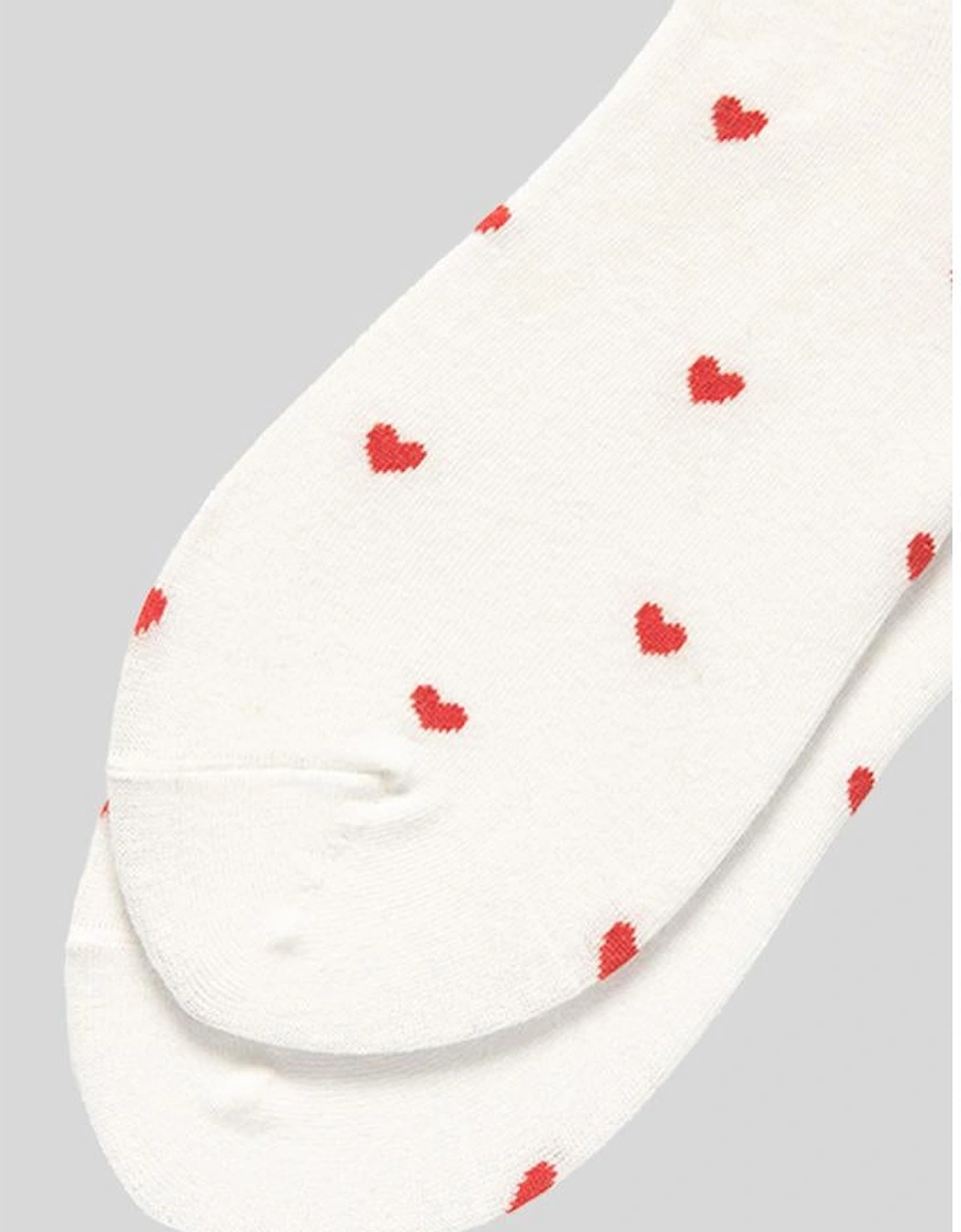 White Valentines Heart Pattern Crew Socks
