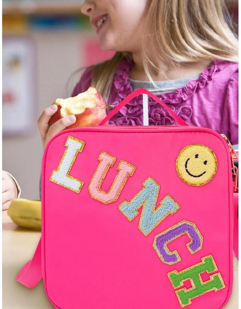 Rose Red Glitter Chenille Zipper Detachable Strap Insulated Bag