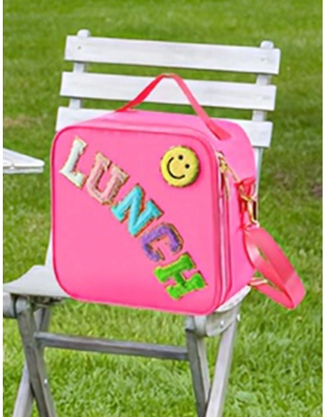 Rose Red Glitter Chenille Zipper Detachable Strap Insulated Bag