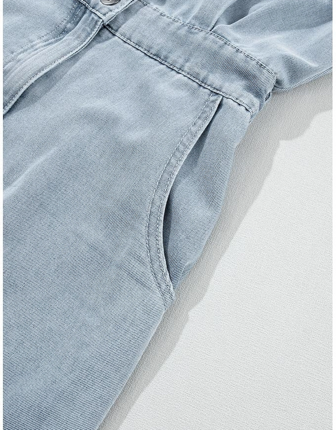 Beau Blue Short Batwing Sleeve Slit Back Denim Dress