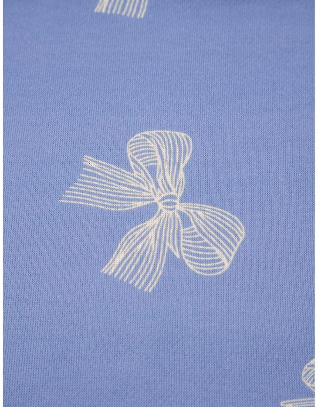 Sky Blue Bow Knot Print Crewneck Ruffled Sleeve Shift Mini Dress