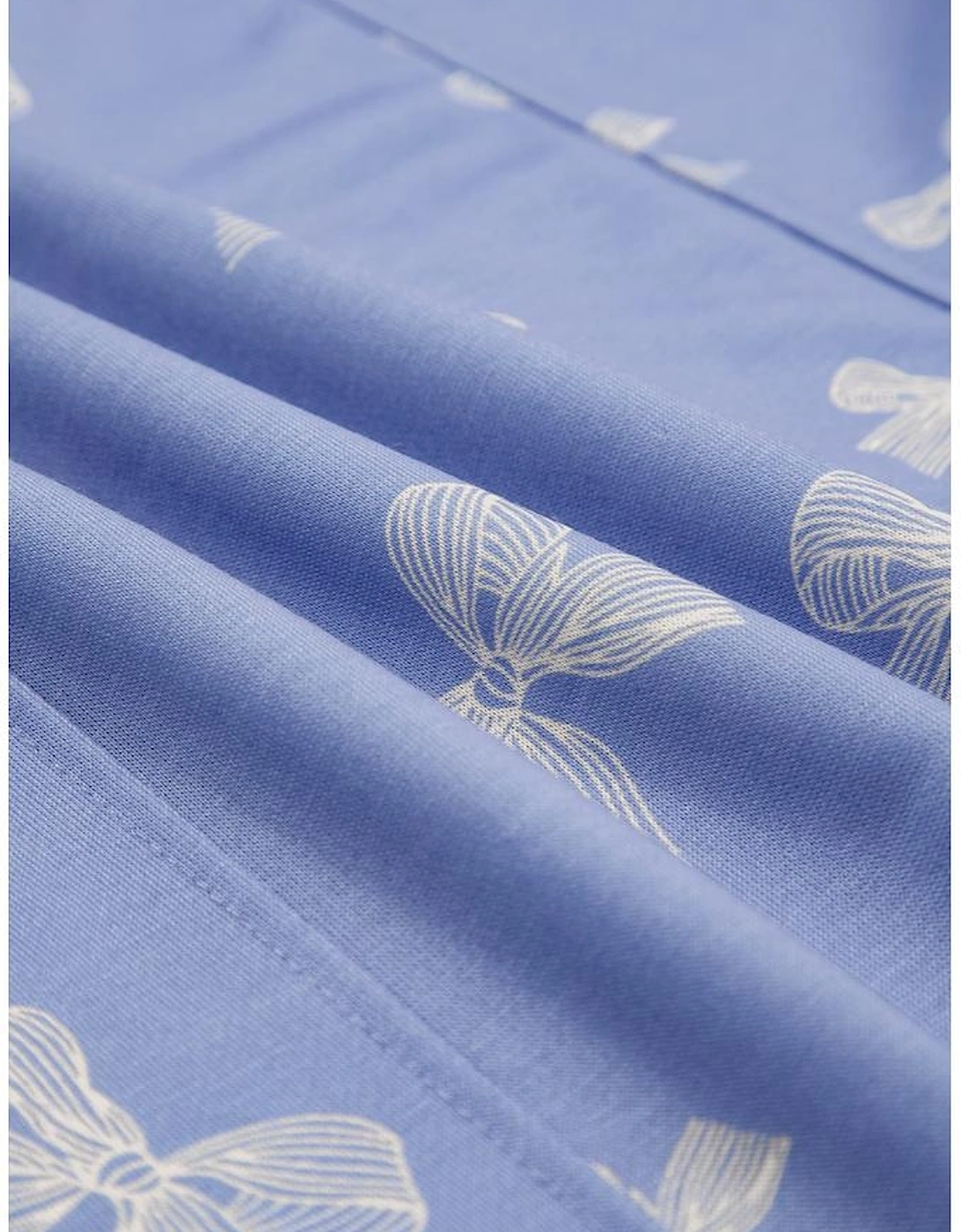 Sky Blue Bow Knot Print Crewneck Ruffled Sleeve Shift Mini Dress