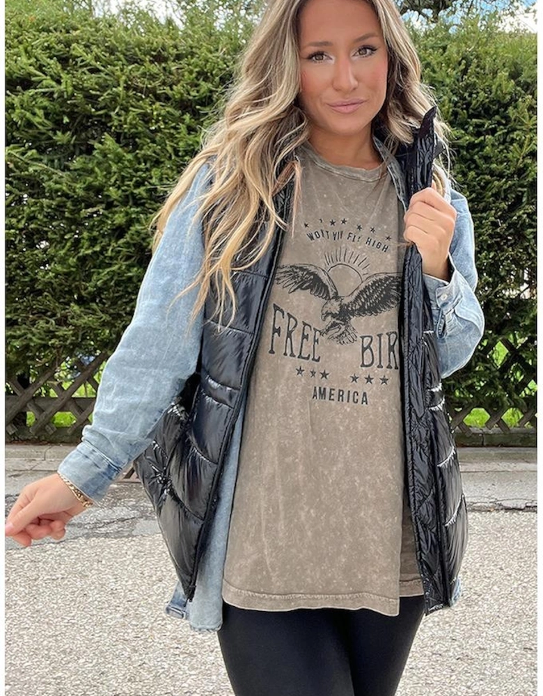 Parchment AMERICA FREE BIRD Vintage Graphic Mineral Washed Tee