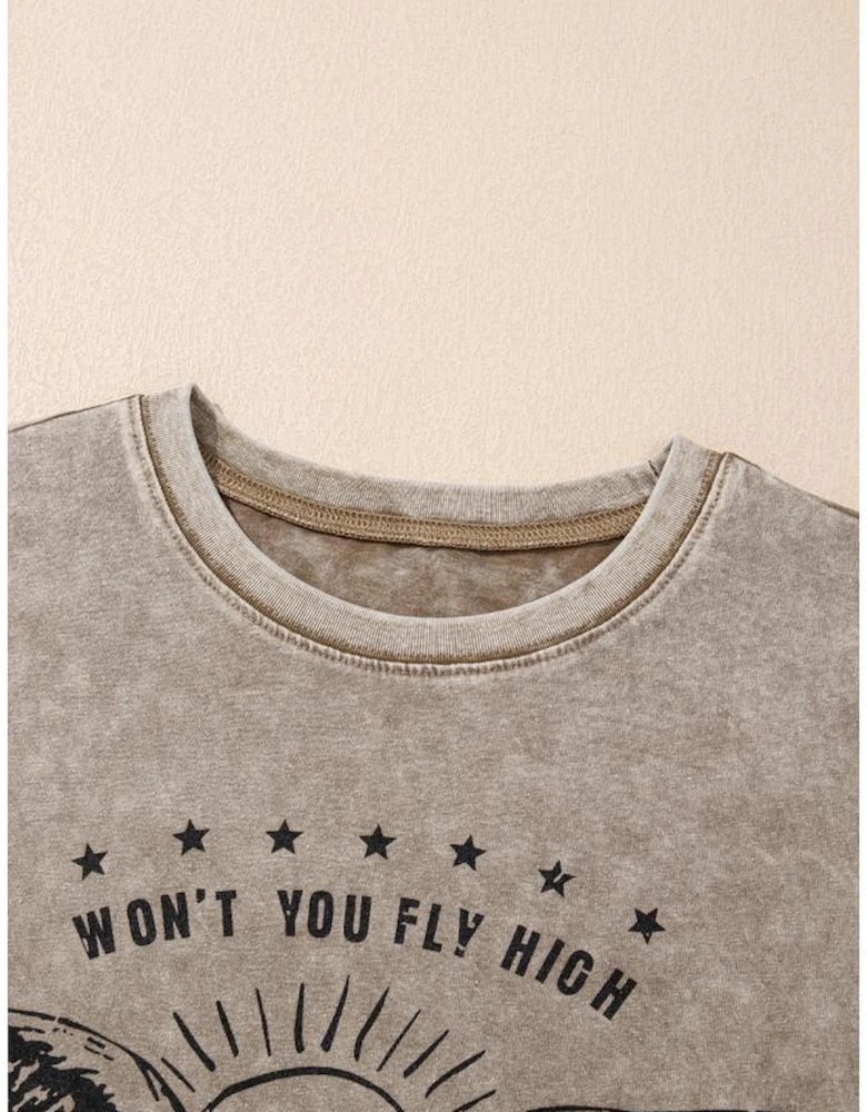 Parchment AMERICA FREE BIRD Vintage Graphic Mineral Washed Tee