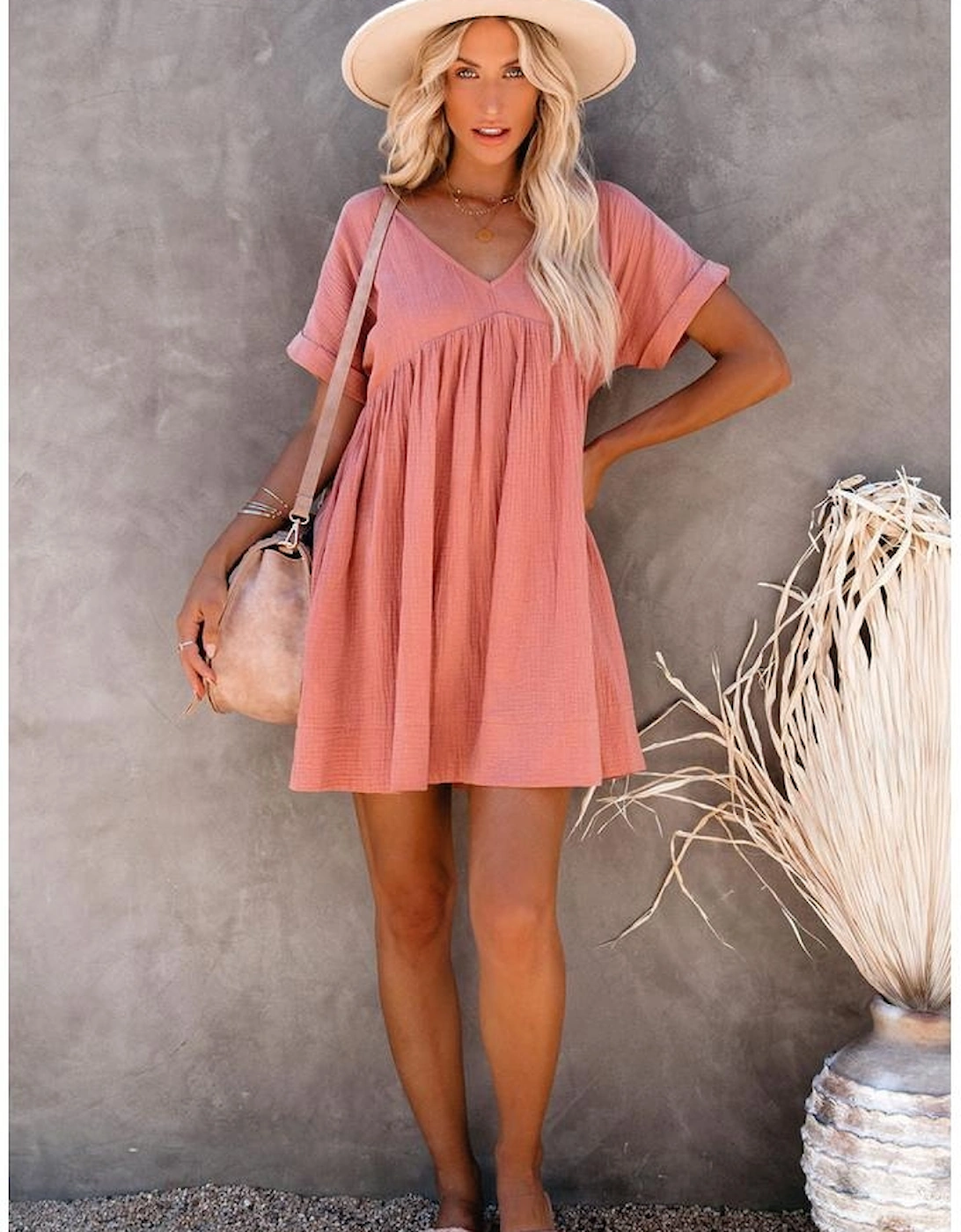 Azura Exchange V Neck Babydoll Mini Dress