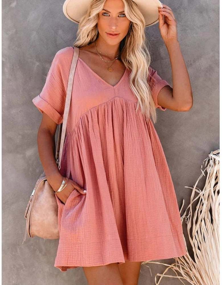 Azura Exchange V Neck Babydoll Mini Dress