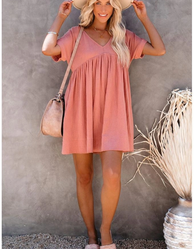 Azura Exchange V Neck Babydoll Mini Dress