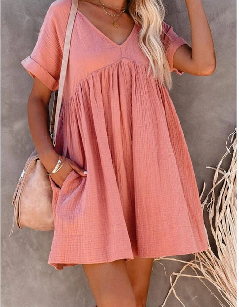 Azura Exchange V Neck Babydoll Mini Dress