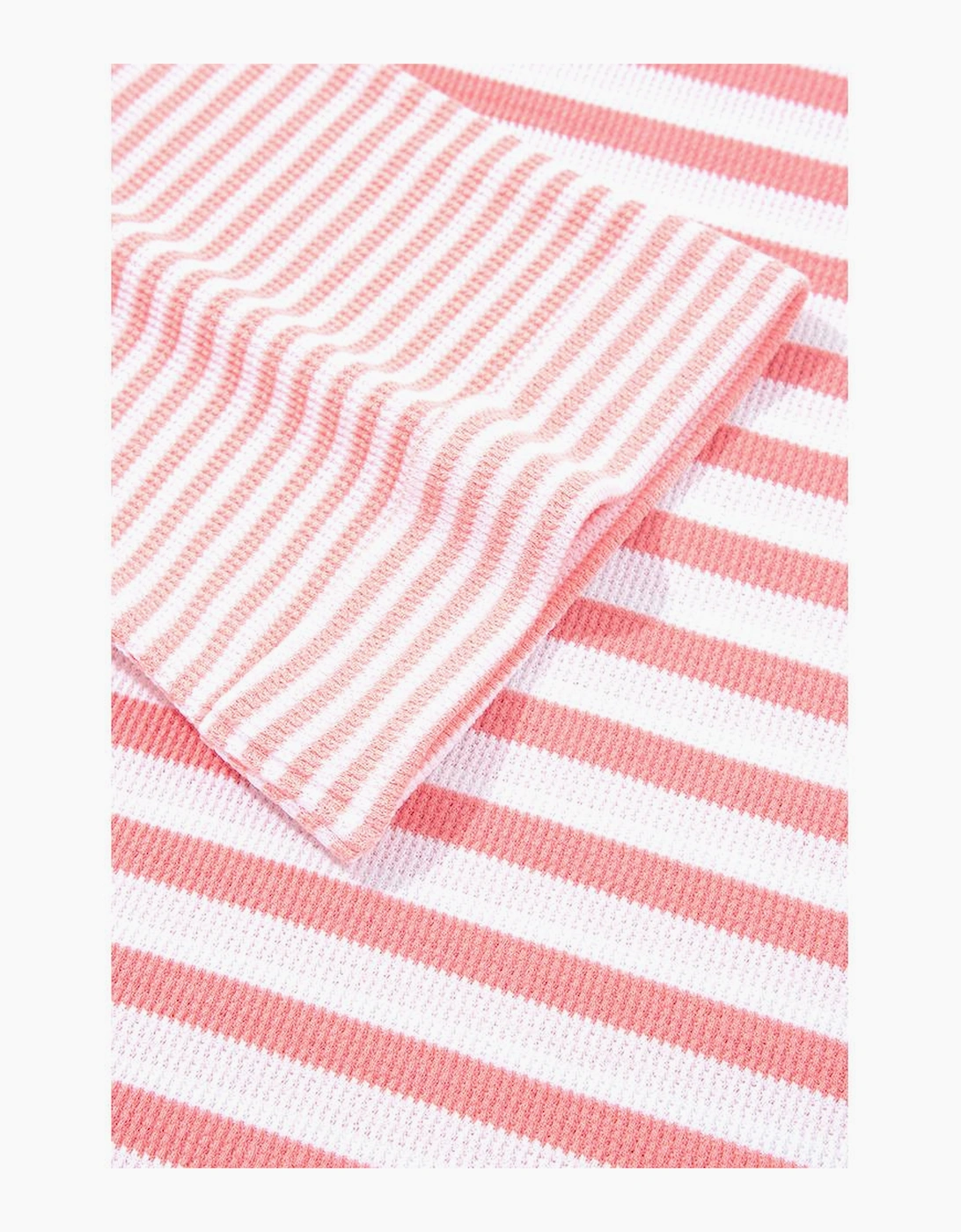 Pink Stripe Textured Contrast Dropped Long Sleeve Top