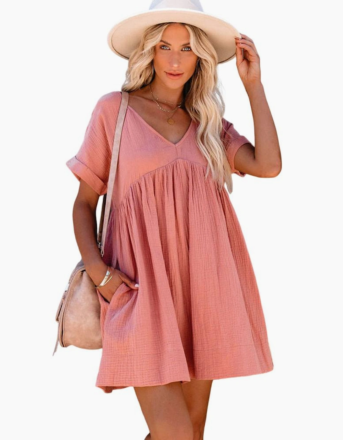 Azura Exchange V Neck Babydoll Mini Dress