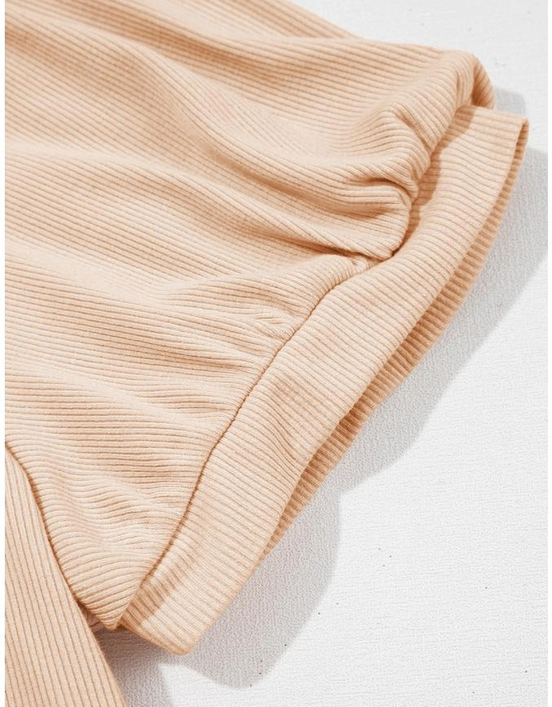 Pale Chestnut Crochet Floral V Neck Textured Short Sleeve Blouse