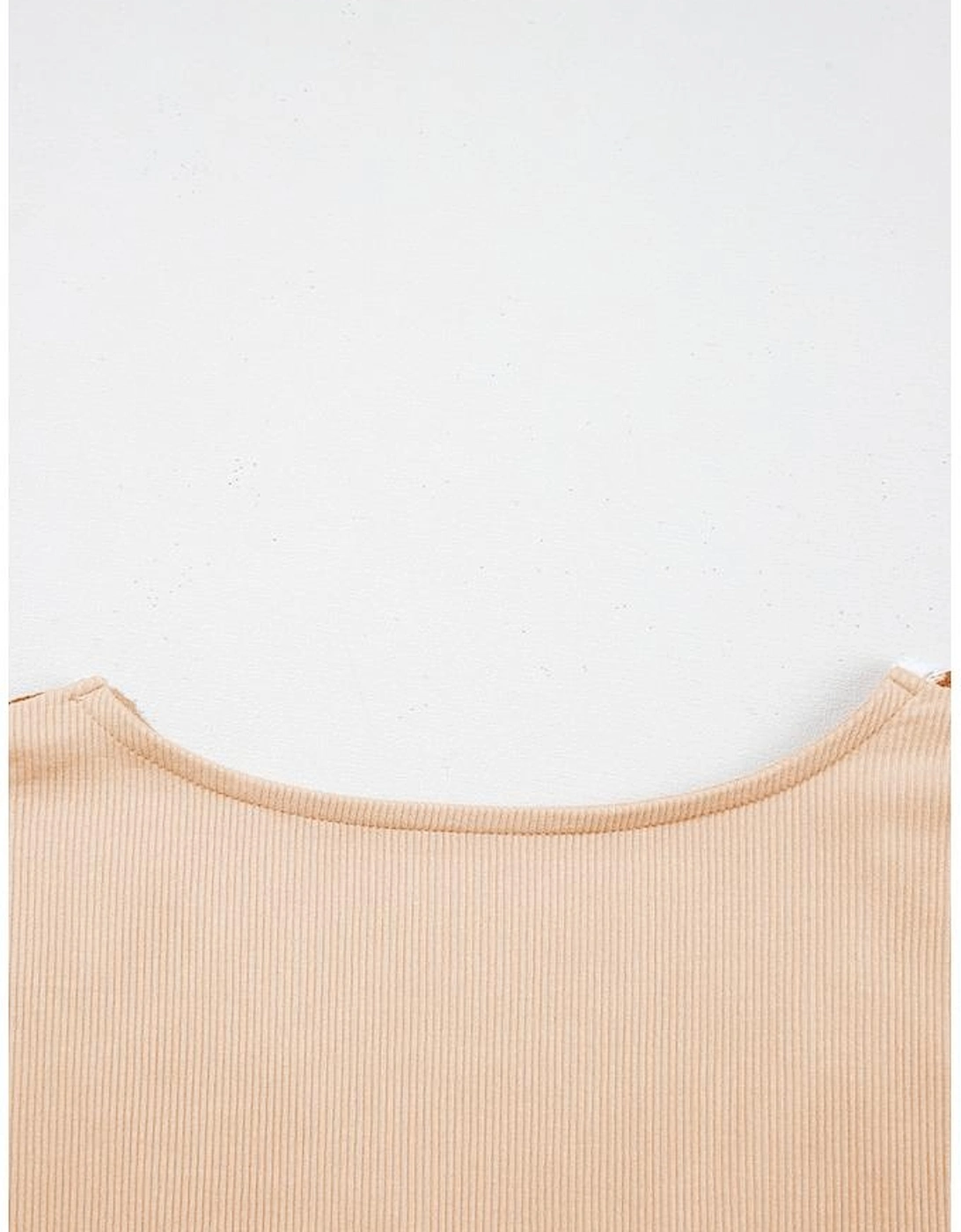 Pale Chestnut Crochet Floral V Neck Textured Short Sleeve Blouse