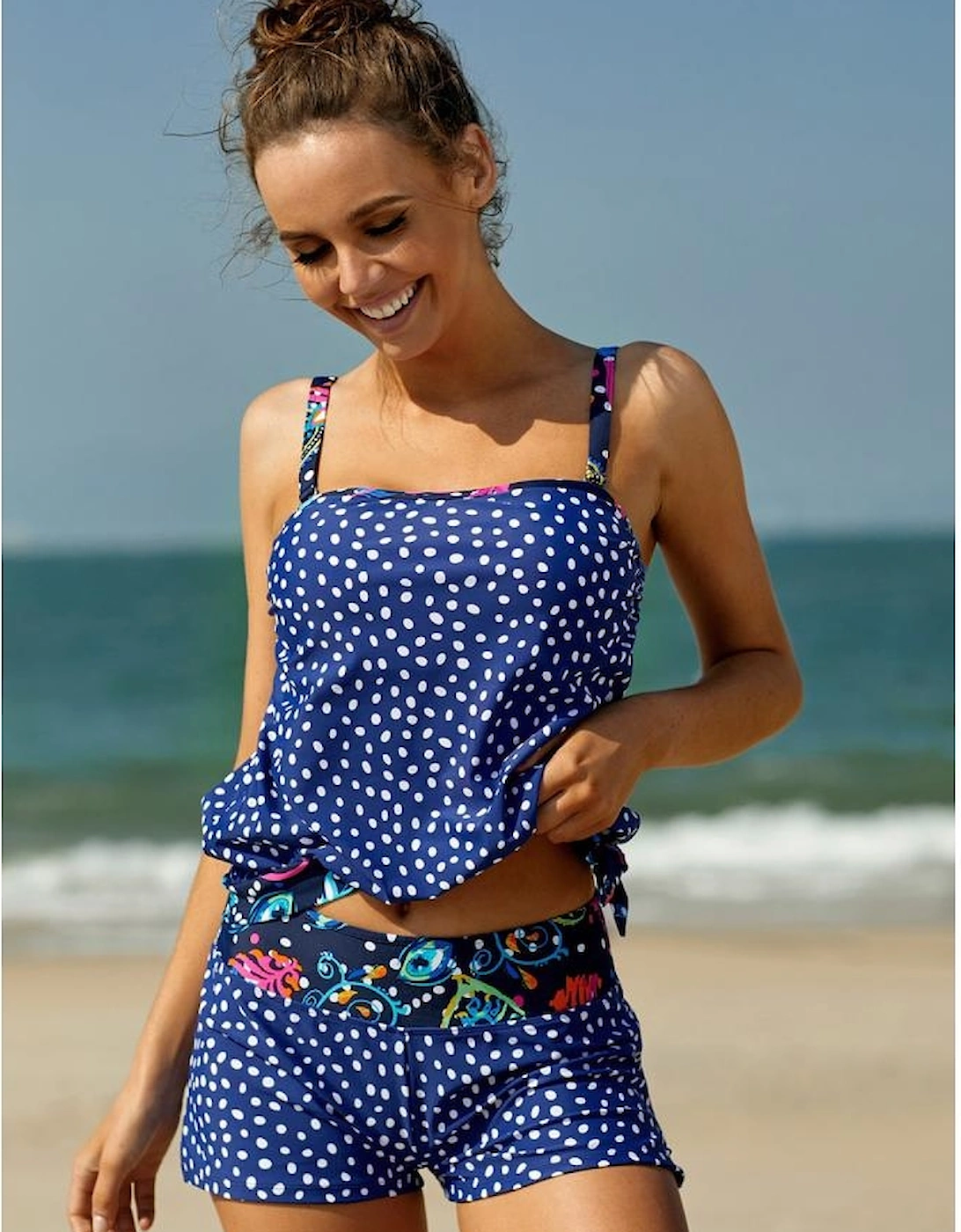 Blue Dotted Print Tankini Swimwear, 10 of 9